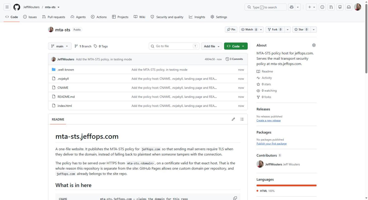 The mta-sts repository containing .well-known, .nojekyll, CNAME, README.md and index.html
